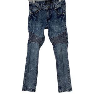 Trestles Boys Youth Moto Jeans Pleat Paint Detail Skinny Size 14 Skater 4053 EUC